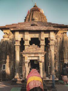 Ancient stone temple entrance with intricate carvings